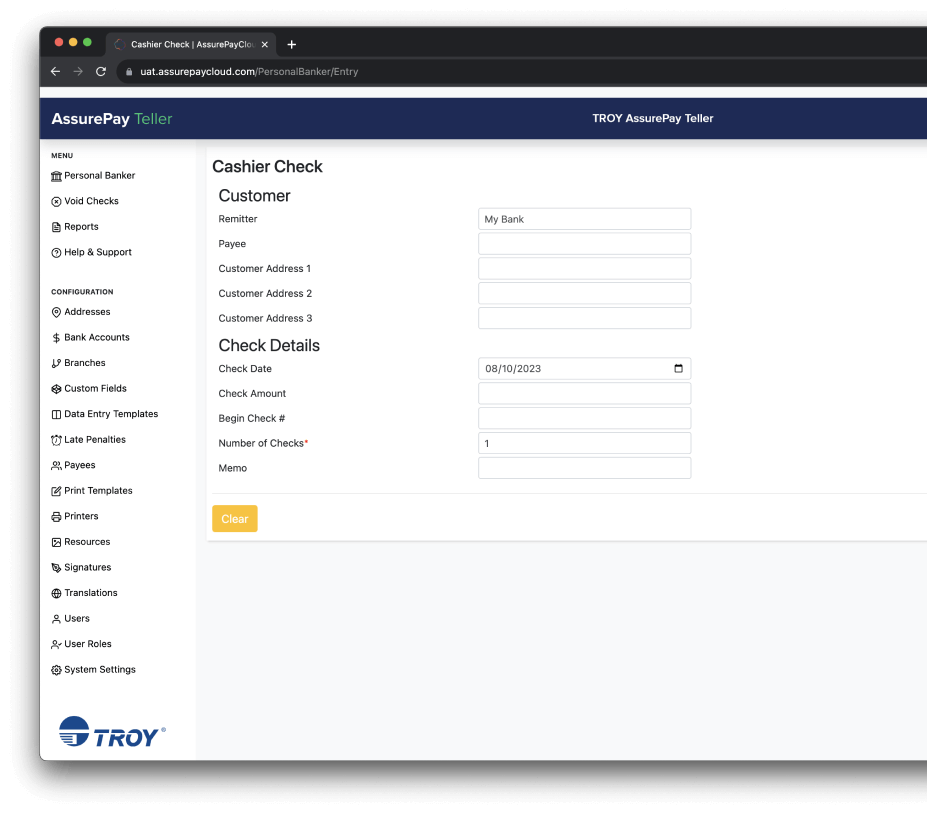 AssurePay Teller Scheckdruck-Software 