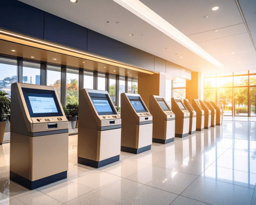 Automatisierte Bankfiliale mit Selbstbedienungsautomaten