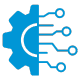 Blaues Zahnradsymbol neu