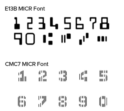 E13B vs. CMC7-Schriftart