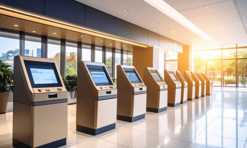 Neue Bank-SB-Automaten in einer Reihe Kopie