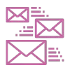 Rosa Symbol für die Verbesserung der Effizienz des Postversands 
