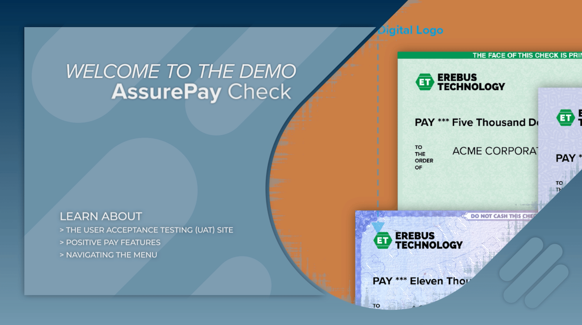 AssurePay Check Demo Willkommensbildschirm