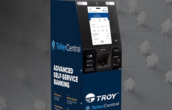 TellerCentral-Automat vor grauem Hintergrund 