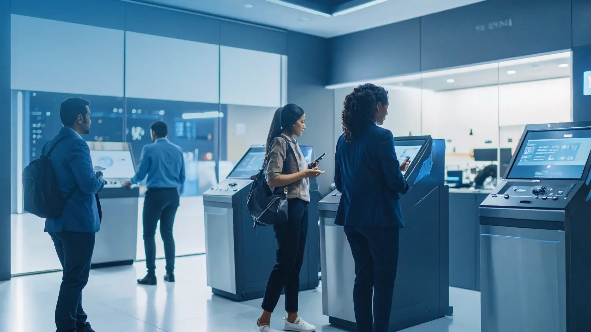 Futuristische Selbstbedienungs-Kiosk-Bankfiliale