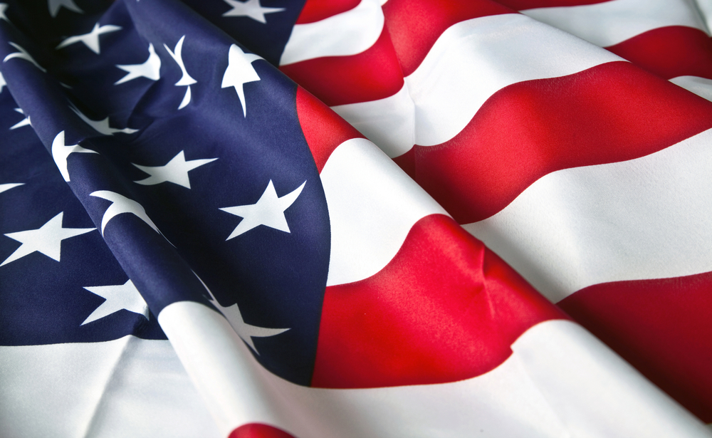 Bild der amerikanischen Flagge mit gewellter Textur